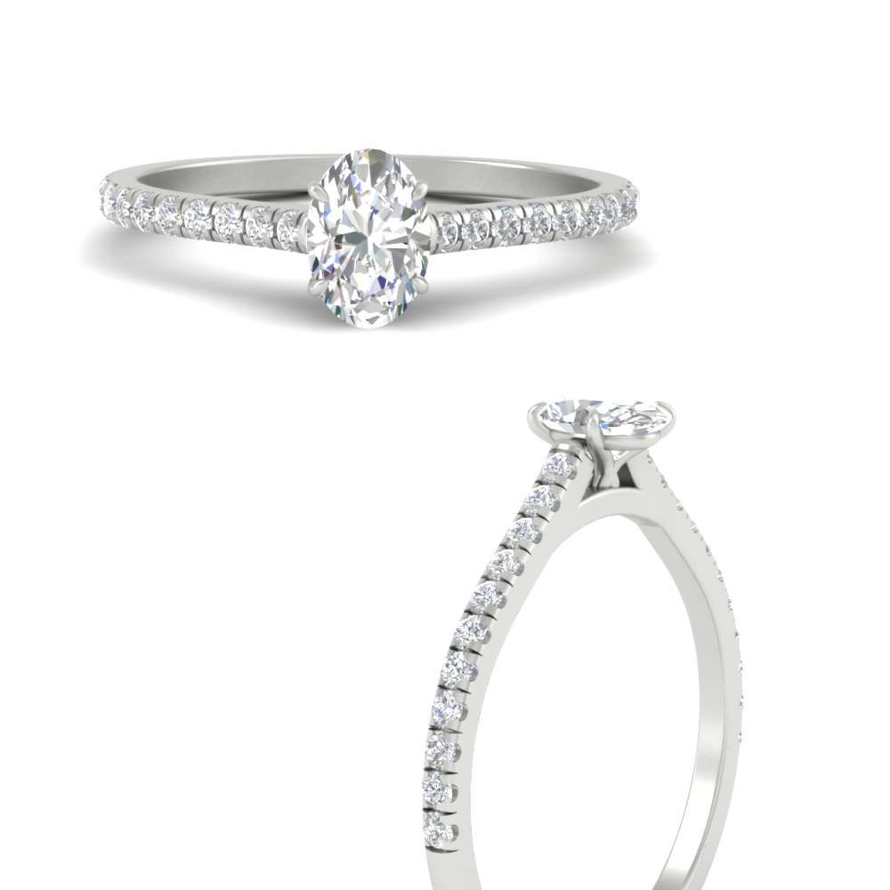 0.75 Carat Oval Shaped Gorgeous Diamond Ring with 14K White Gold White Diamond