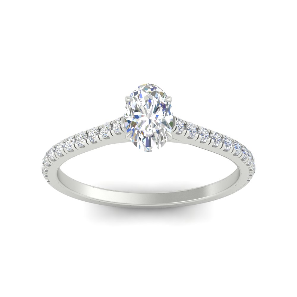 0.75 Carat Oval Shaped Gorgeous Diamond Ring with 14K White Gold White Diamond