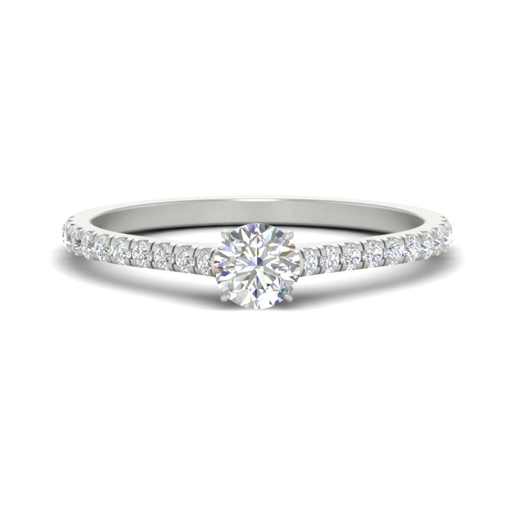 0.75 Carat Round Cut Delicate Diamond Ring with 14K White Gold White Diamond