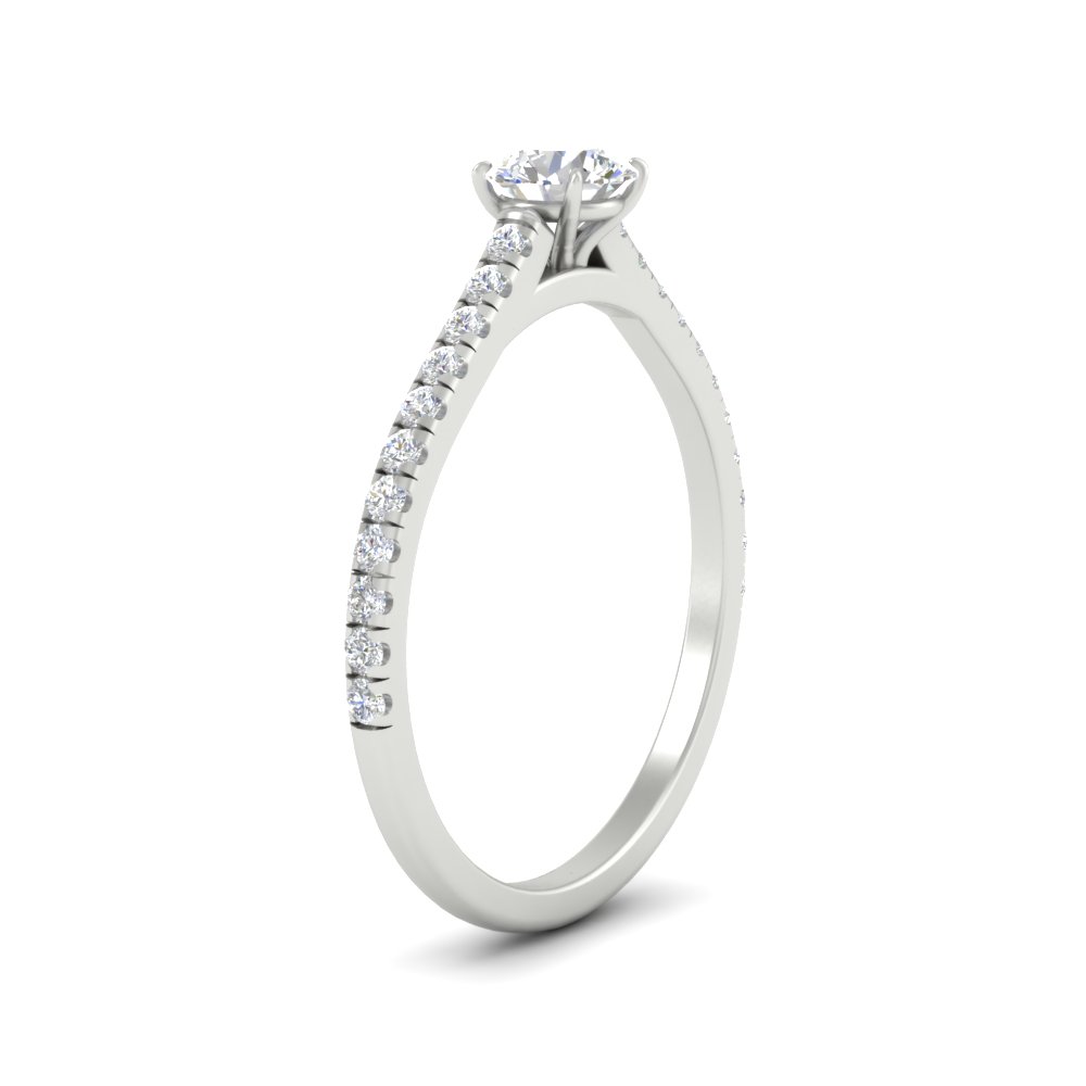 0.75 Carat Round Cut Delicate Diamond Ring with 14K White Gold White Diamond
