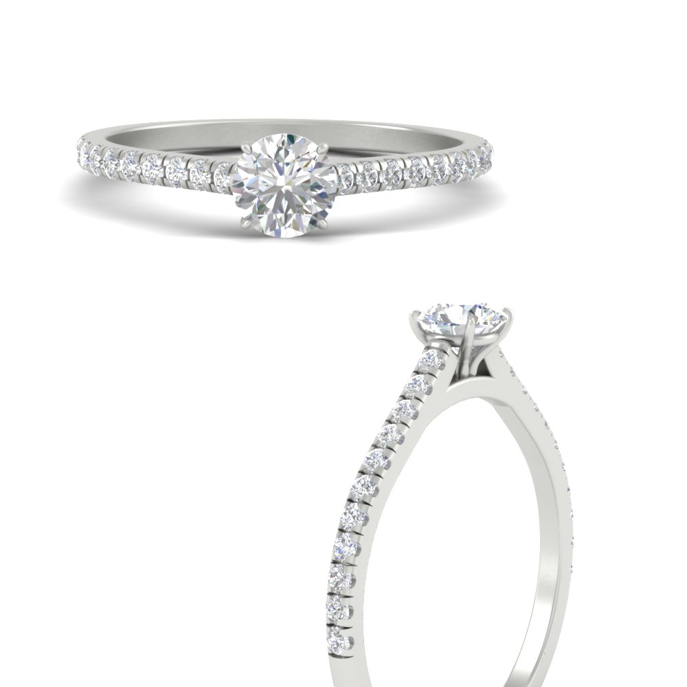 0.75 Carat Round Cut Delicate Diamond Ring with 14K White Gold White Diamond