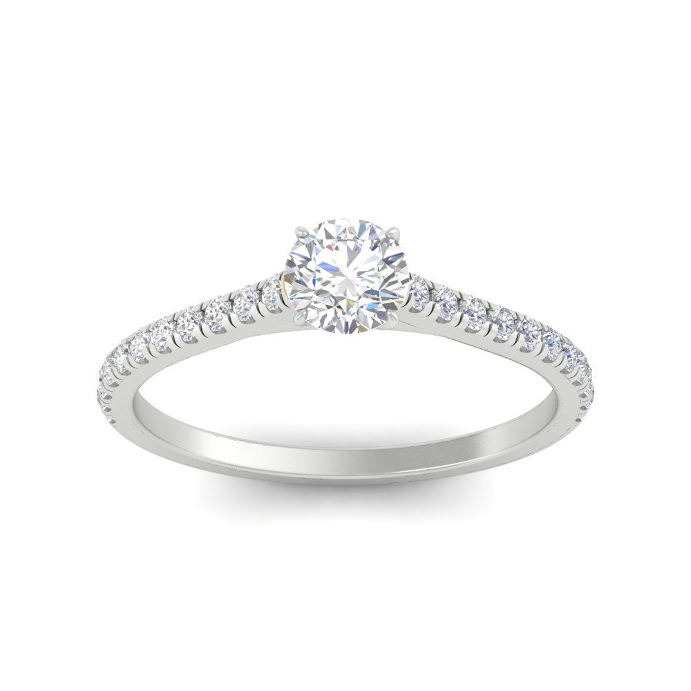 0.75 Carat Round Cut Delicate Diamond Ring with 14K White Gold White Diamond