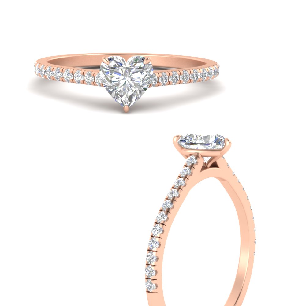 1.50 Carat Heart Shaped Beautiful Diamond Ring with 14K Rose Gold White Diamond