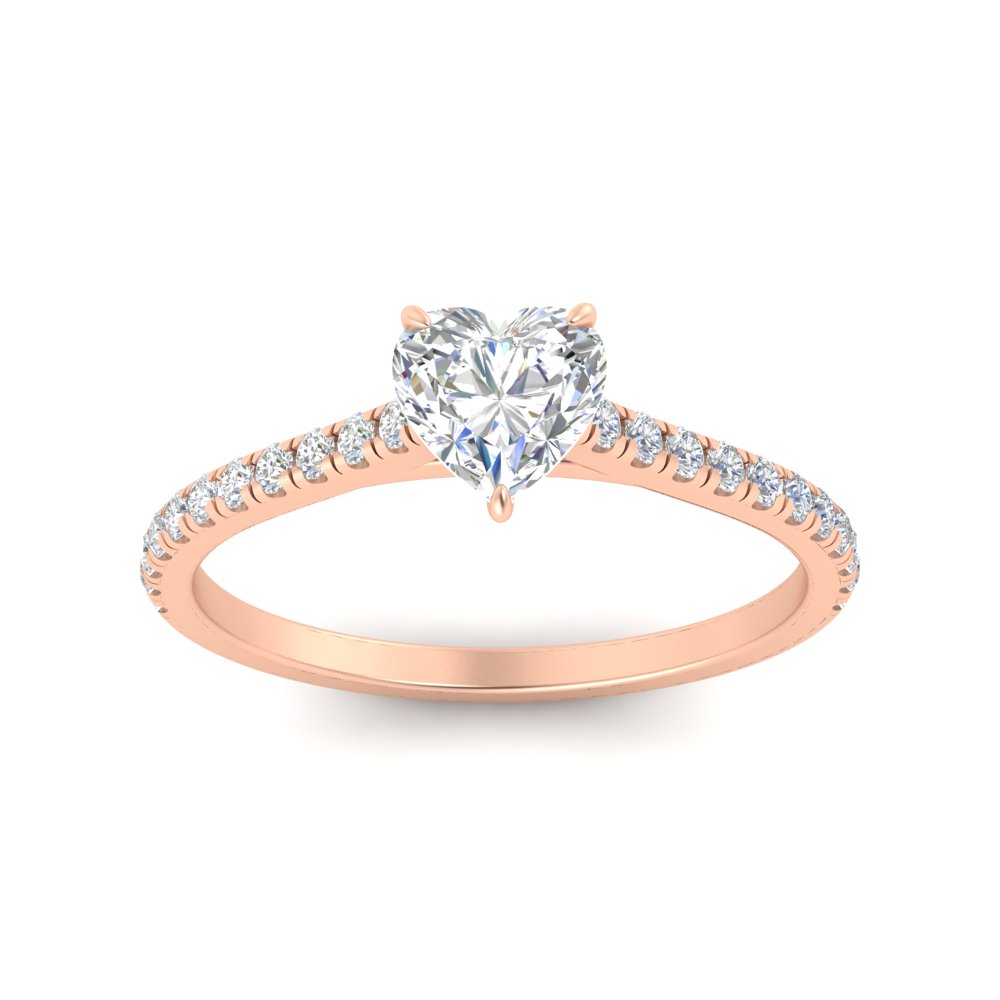 1.50 Carat Heart Shaped Beautiful Diamond Ring with 14K Rose Gold White Diamond