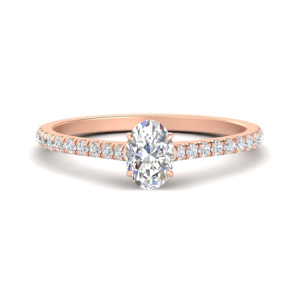 1.50 Carat Oval Shaped Delicate Diamond Ring with 14K Rose Gold White Diamond