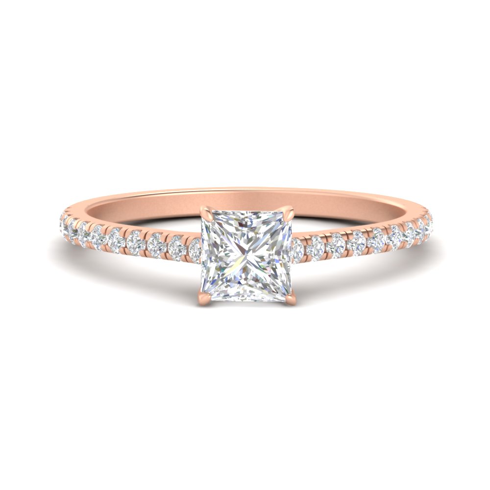 1.50 Carat Princess Cut Beautiful Diamond Ring with 14K Rose Gold White Diamond