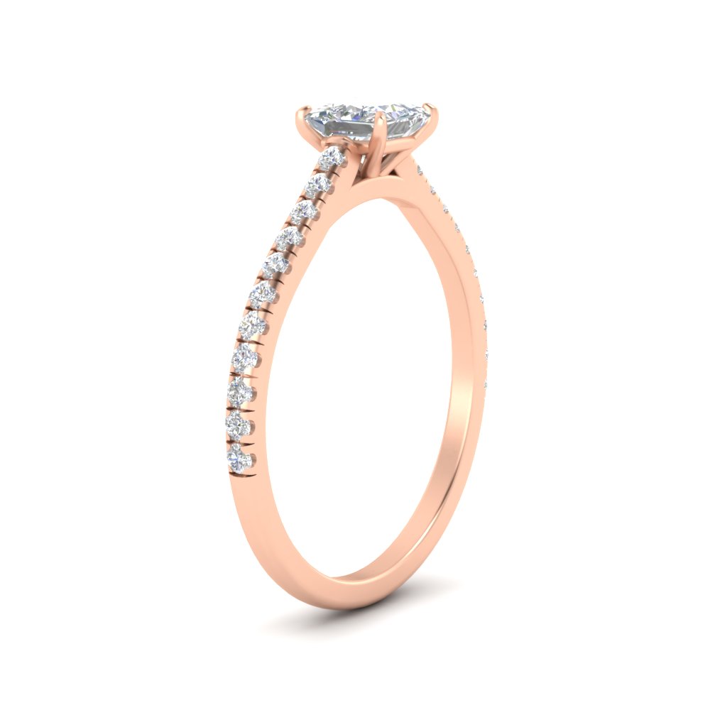 1.50 Carat Princess Cut Beautiful Diamond Ring with 14K Rose Gold White Diamond