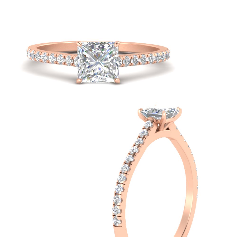 1.50 Carat Princess Cut Beautiful Diamond Ring with 14K Rose Gold White Diamond
