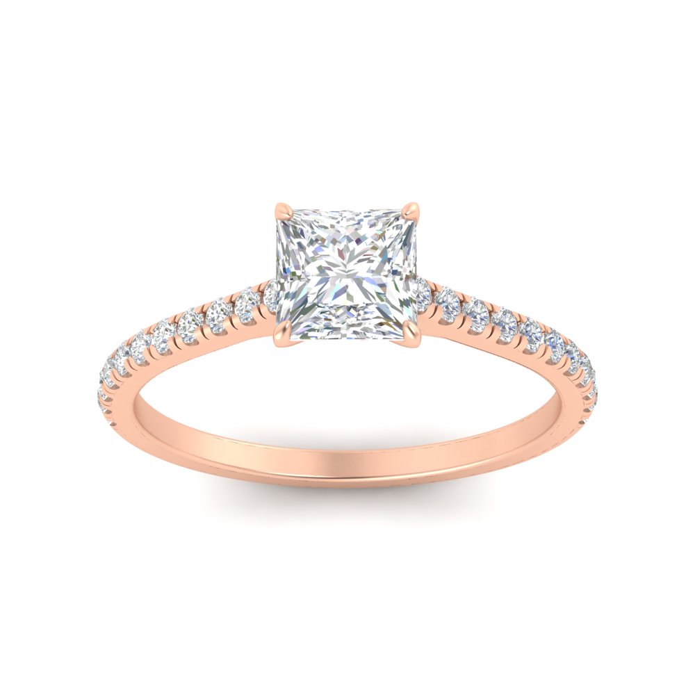 1.50 Carat Princess Cut Beautiful Diamond Ring with 14K Rose Gold White Diamond