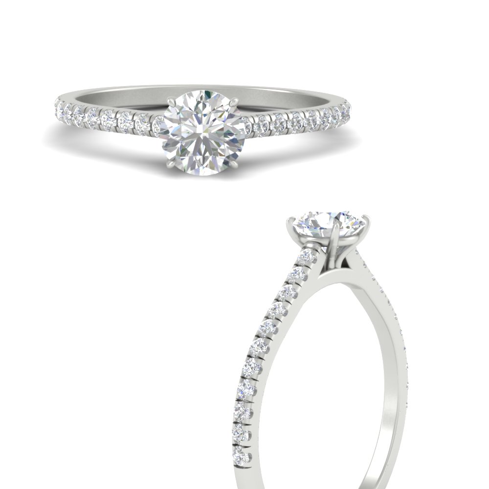 2 Carat Beautiful Round Cut Half Eternity Diamond Ring with 14K White Gold White Diamond
