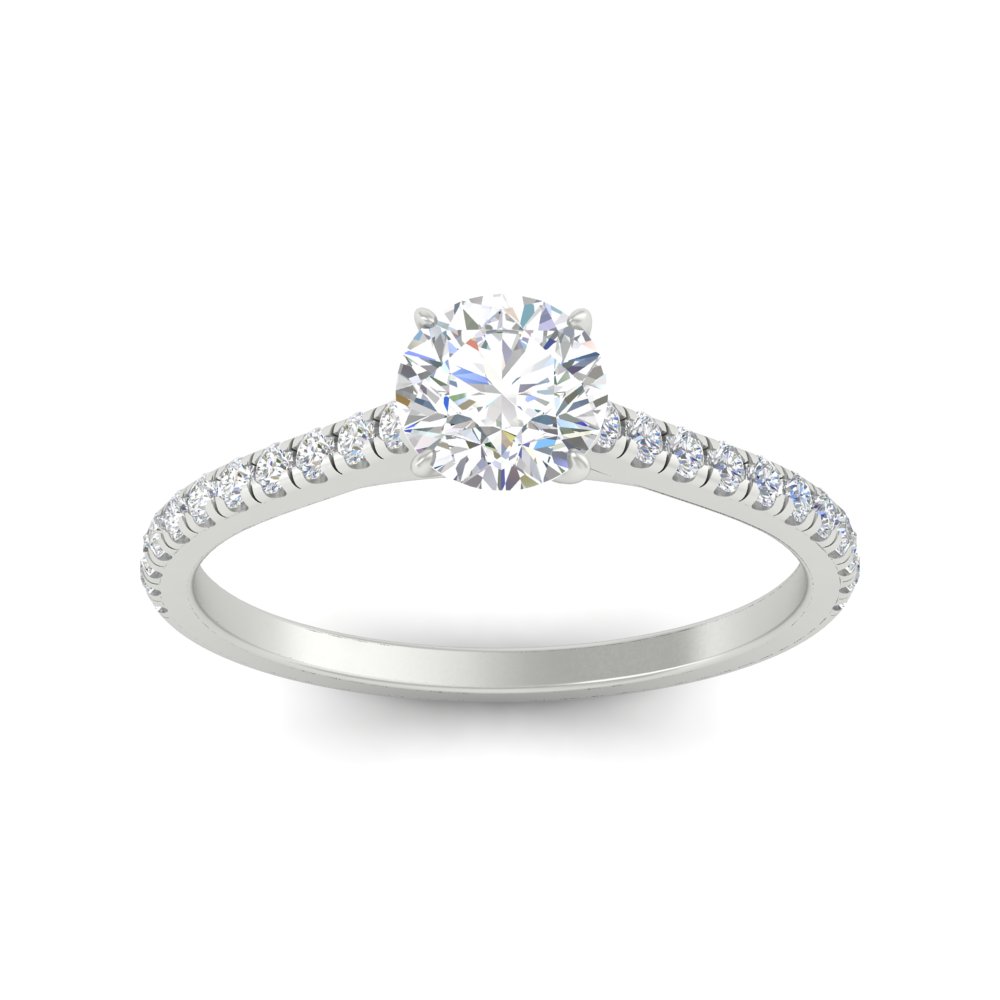 2 Carat Beautiful Round Cut Half Eternity Diamond Ring with 14K White Gold White Diamond