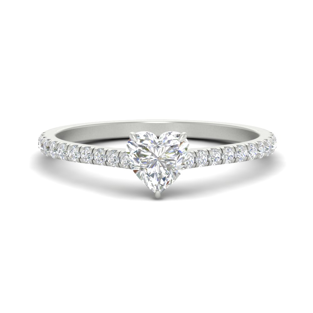 2 Carat Heart Shaped Diamond Precious Engagement Ring with 14K White Gold White Diamond