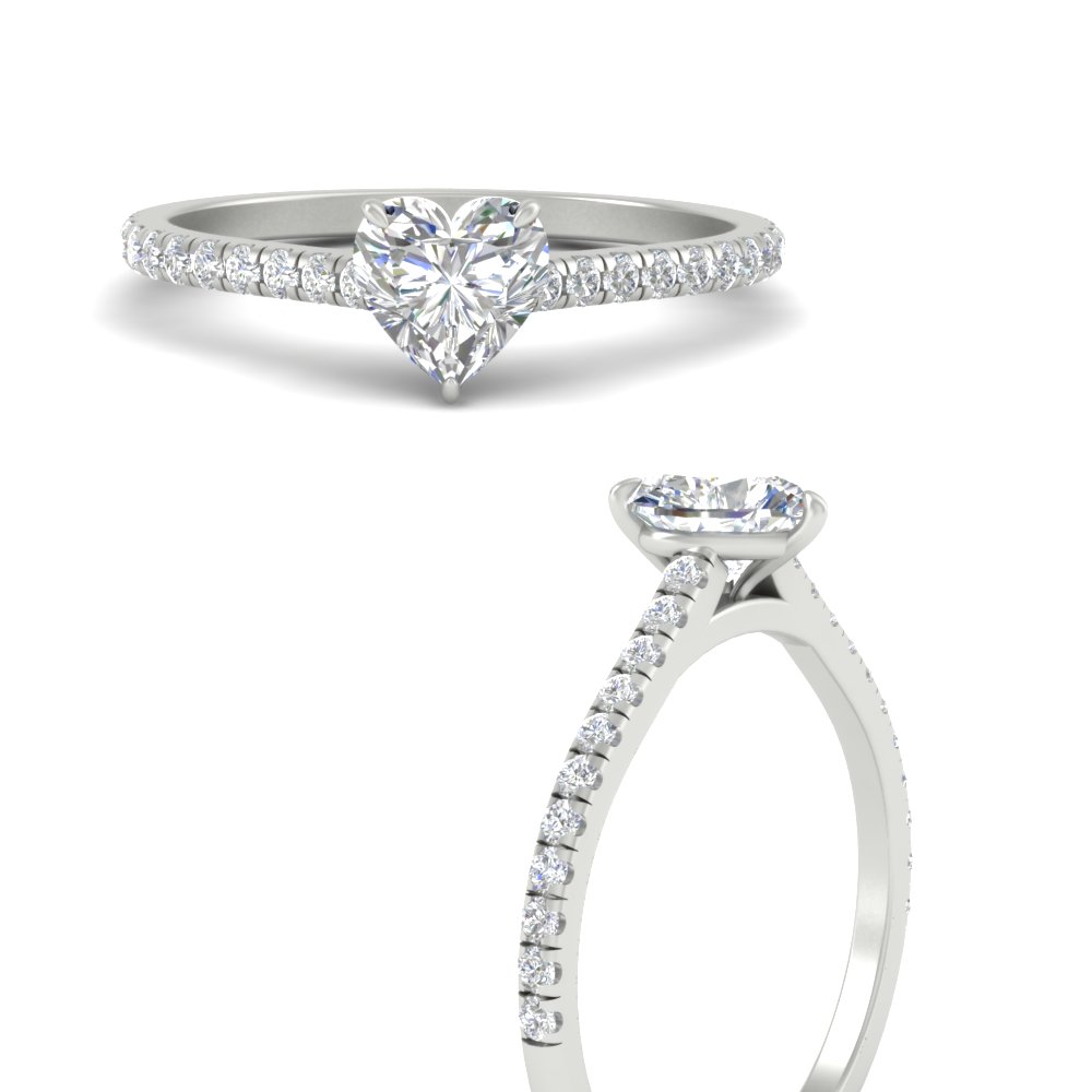 2 Carat Heart Shaped Diamond Precious Engagement Ring with 14K White Gold White Diamond