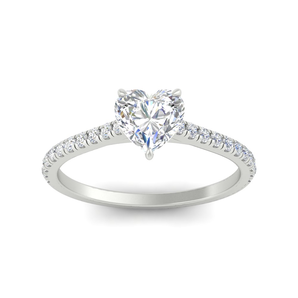 2 Carat Heart Shaped Diamond Precious Engagement Ring with 14K White Gold White Diamond