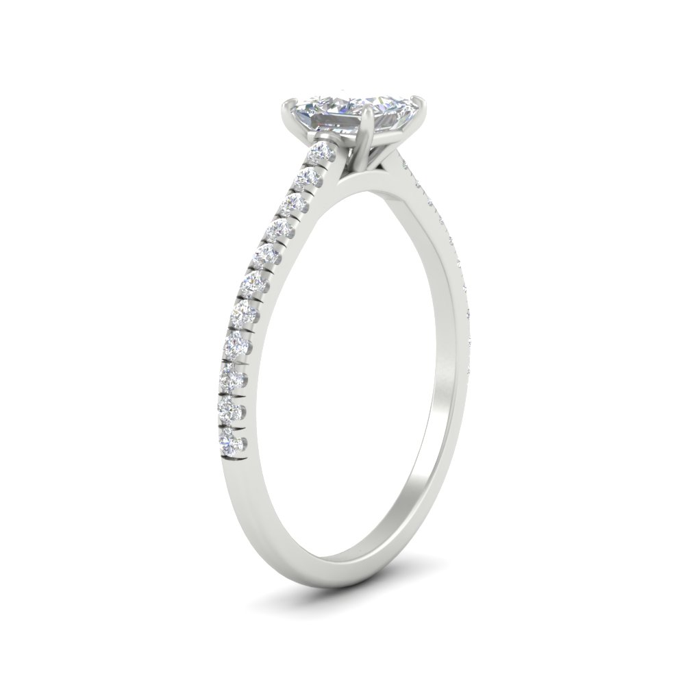 2 Carat Princess Cut Beautiful Side Stone Diamond Ring with 14K White Gold White Diamond