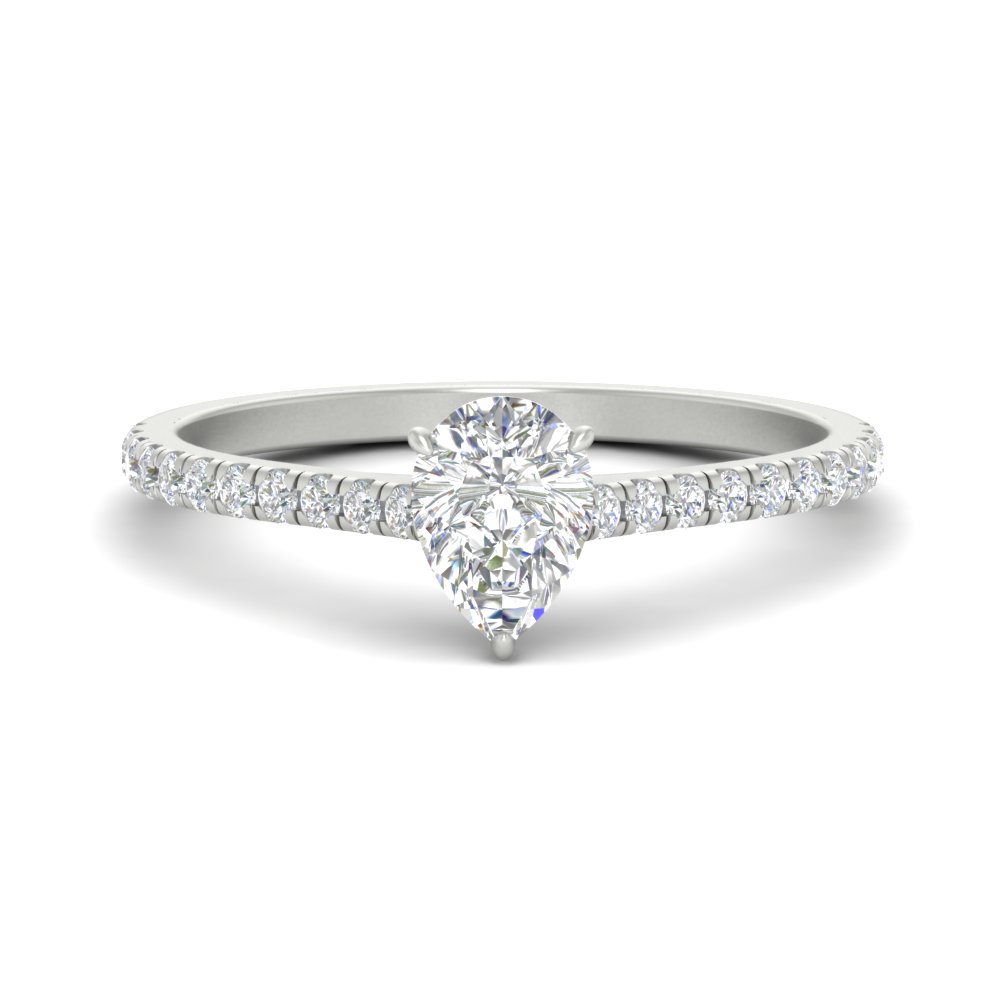 2 Carat Stunning Pear Shaped Diamond Ring with 14K White Gold White Diamond
