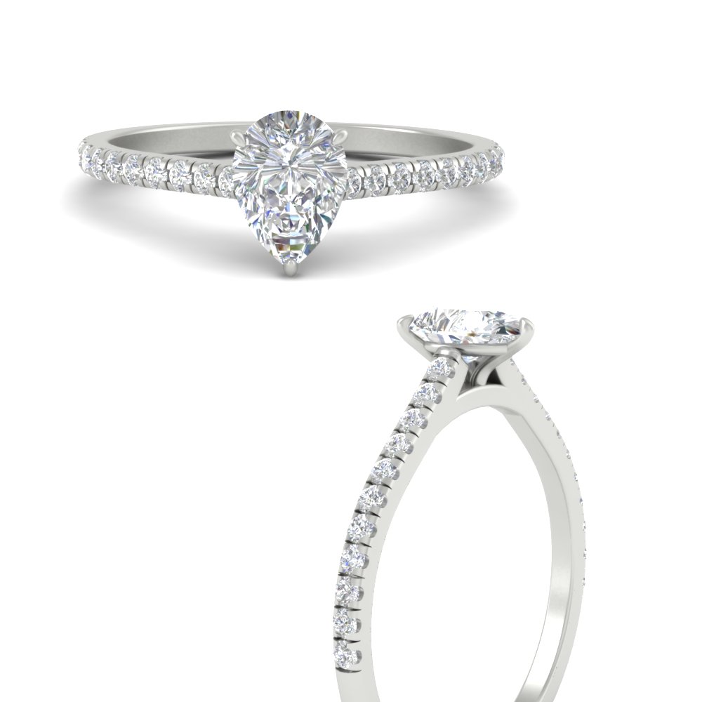 2 Carat Stunning Pear Shaped Diamond Ring with 14K White Gold White Diamond