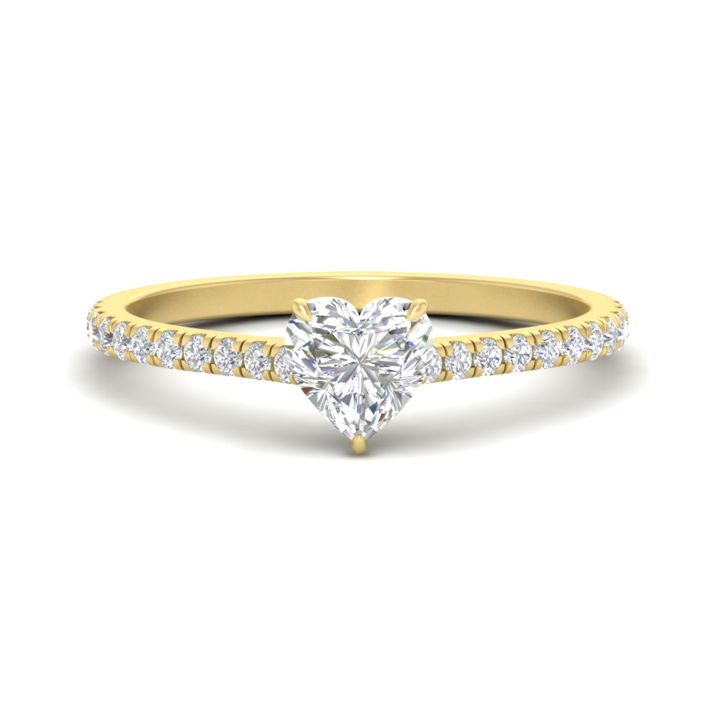 3 Carat Half Eternity Heart Shaped Diamond Ring with 14K Yellow Gold White Diamond
