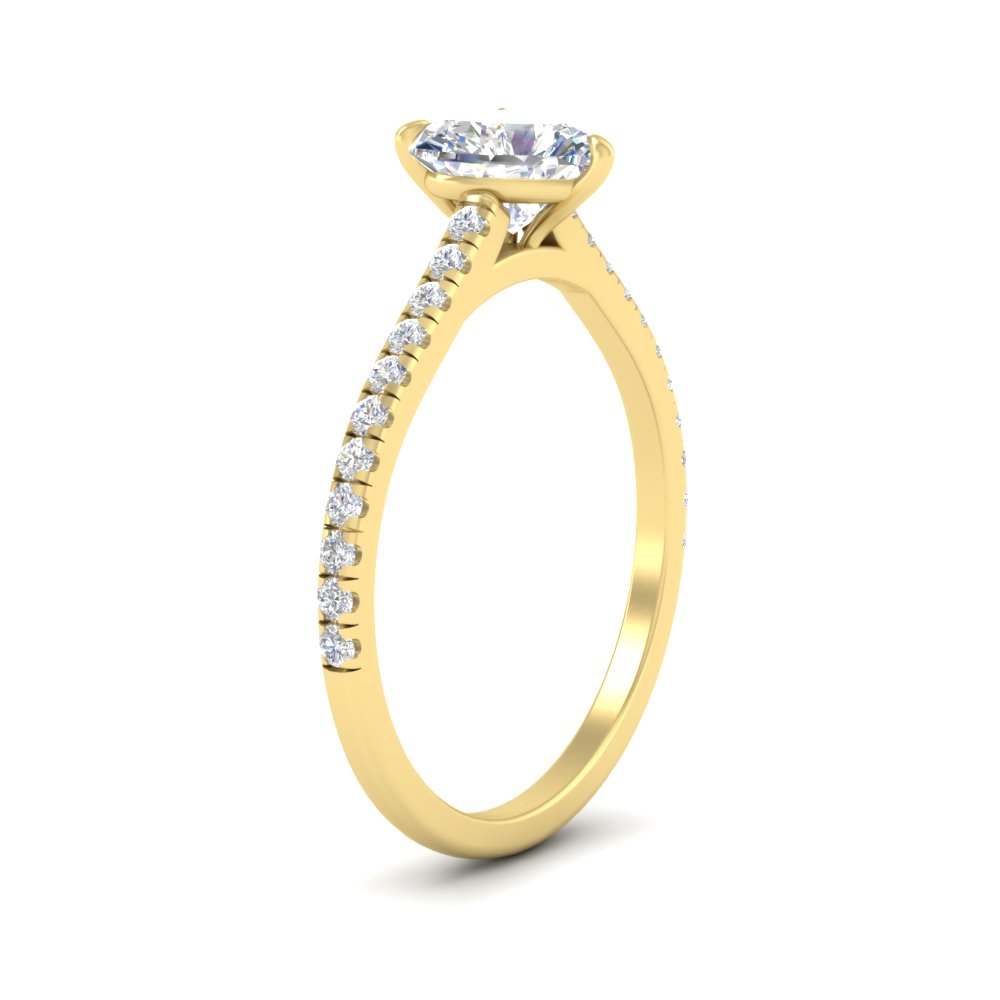 3 Carat Half Eternity Heart Shaped Diamond Ring with 14K Yellow Gold White Diamond