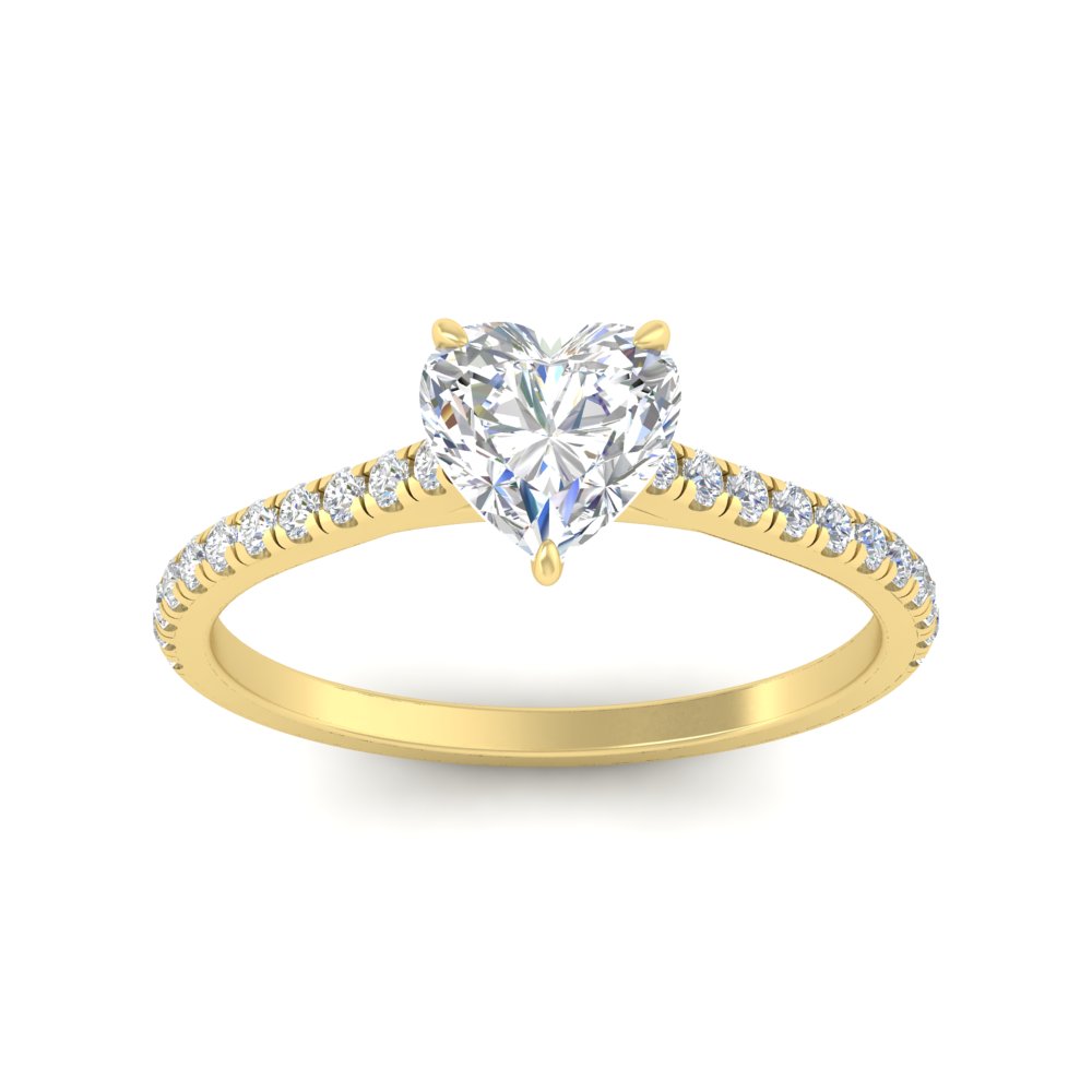 3 Carat Half Eternity Heart Shaped Diamond Ring with 14K Yellow Gold White Diamond
