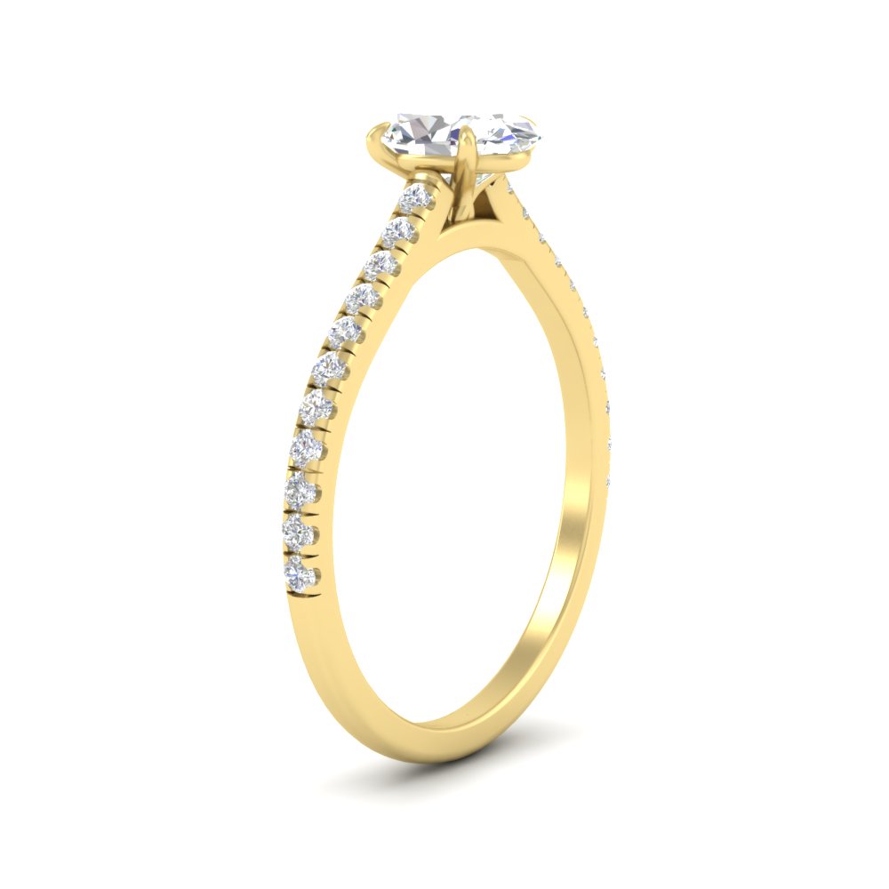 3 Carat Oval Shaped Half Eternity Diamond Ring with 14K Yellow Gold White Diamond