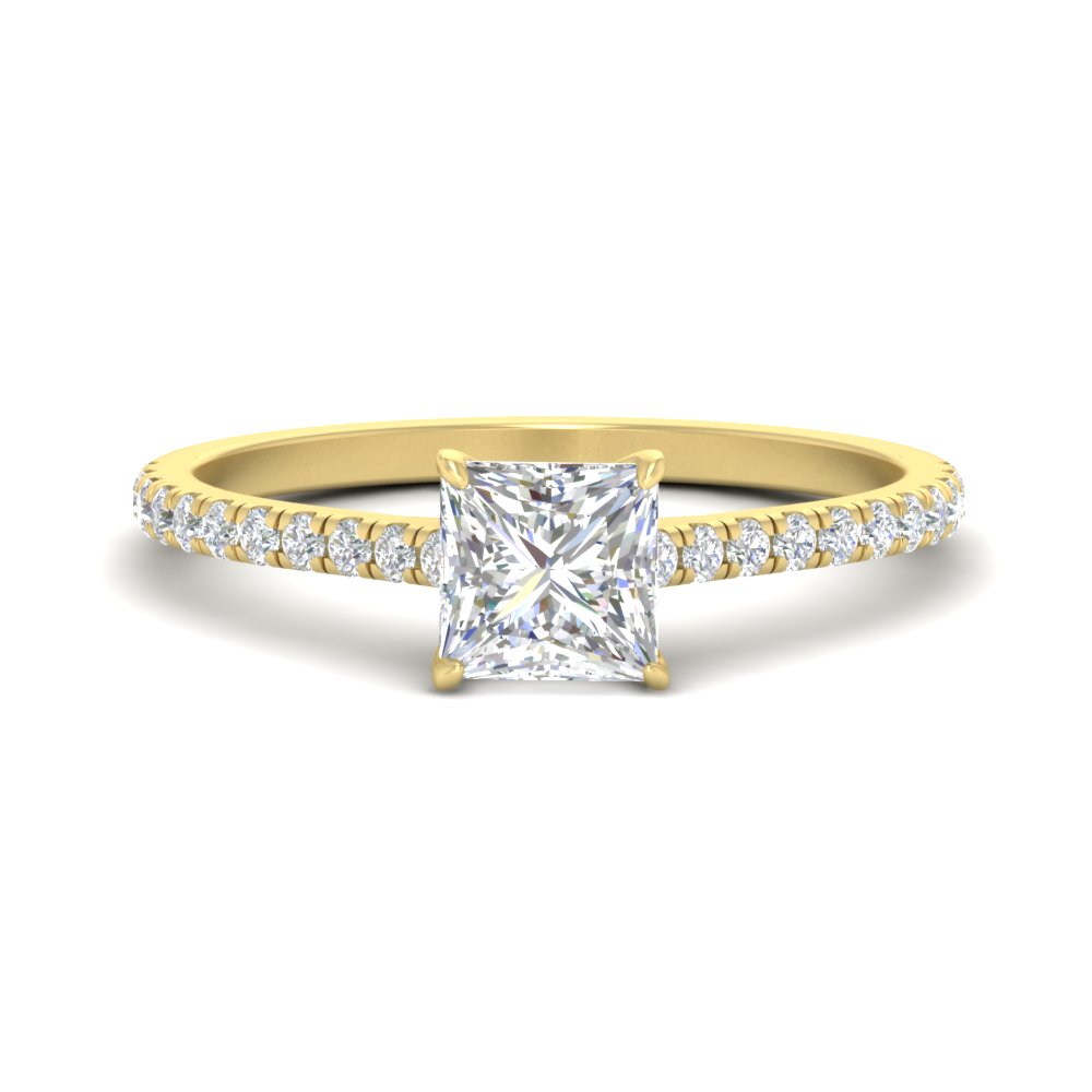3 Carat Princess Cut Gorgeous Half Eternity Diamond Ring with 14K Yellow Gold White Diamond