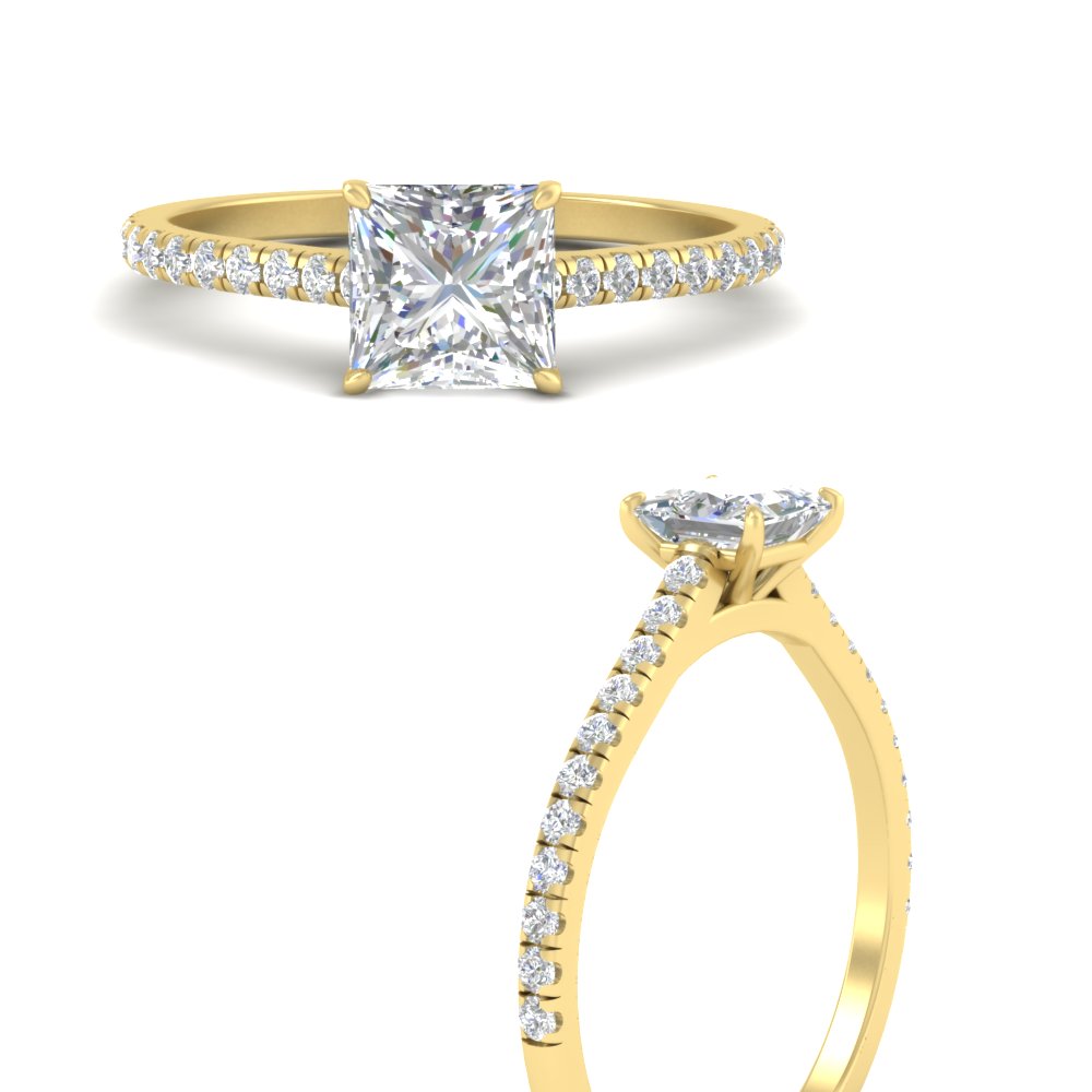 3 Carat Princess Cut Gorgeous Half Eternity Diamond Ring with 14K Yellow Gold White Diamond