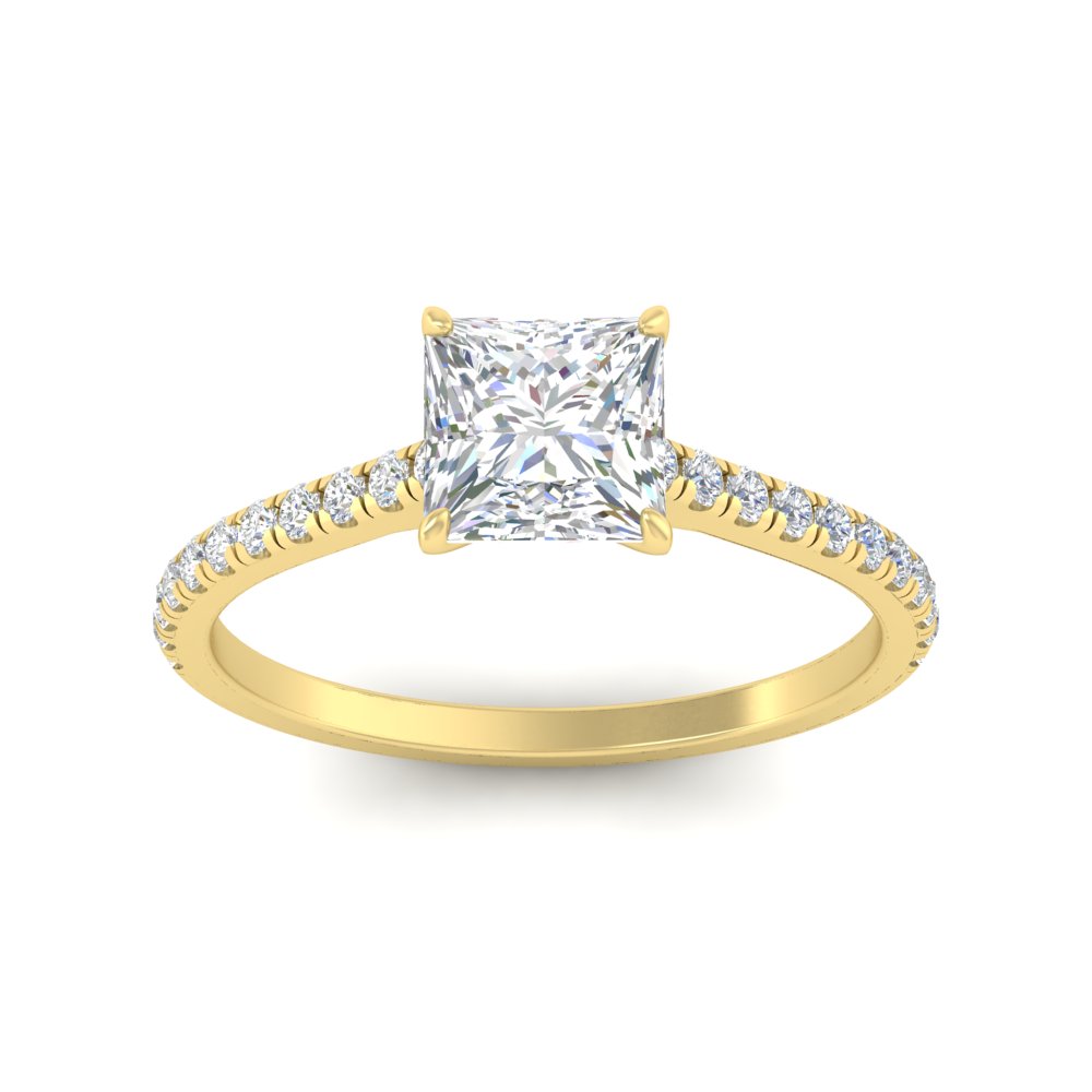 3 Carat Princess Cut Gorgeous Half Eternity Diamond Ring with 14K Yellow Gold White Diamond
