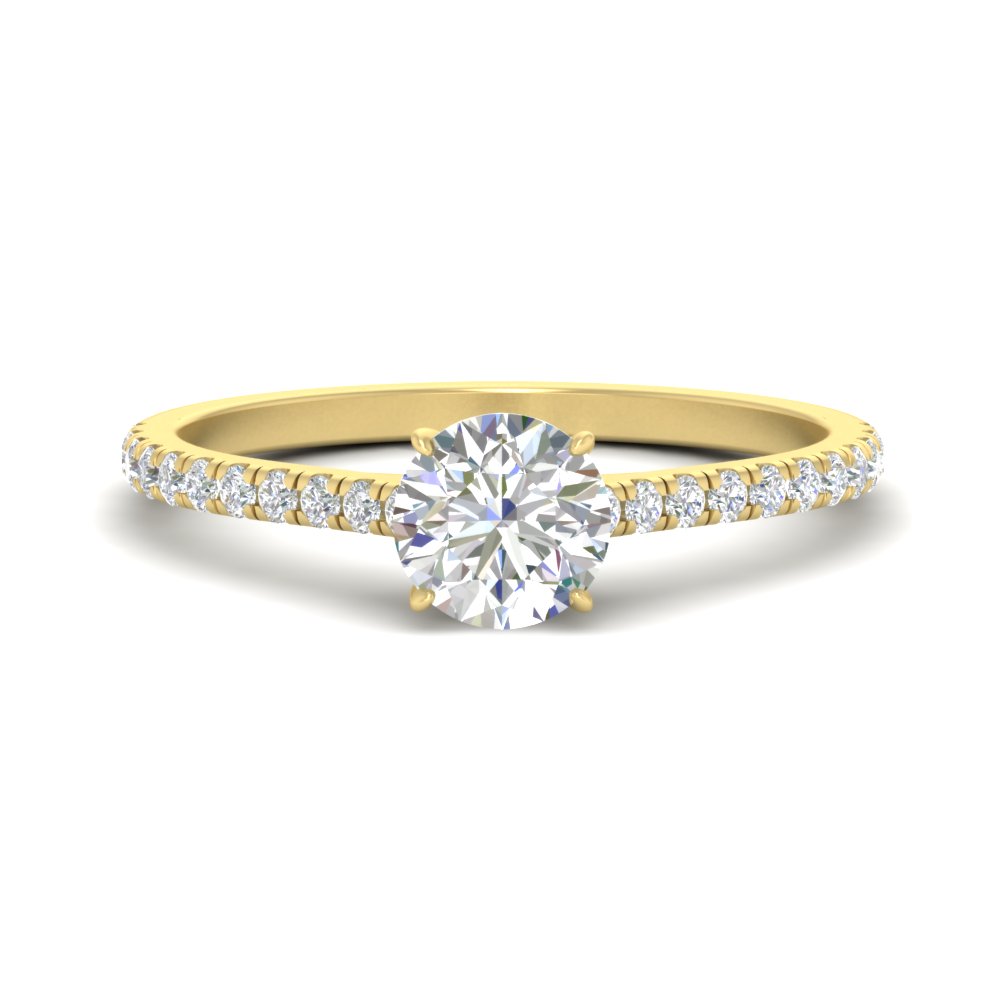 3 Carat Round Cut Delicate Diamond Ring with 14K Yellow Gold White Diamond