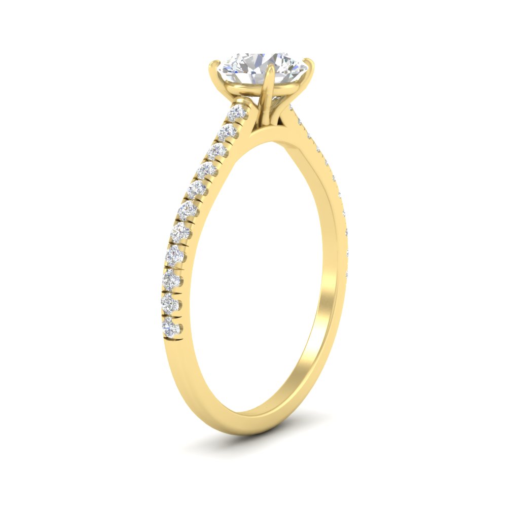 3 Carat Round Cut Delicate Diamond Ring with 14K Yellow Gold White Diamond