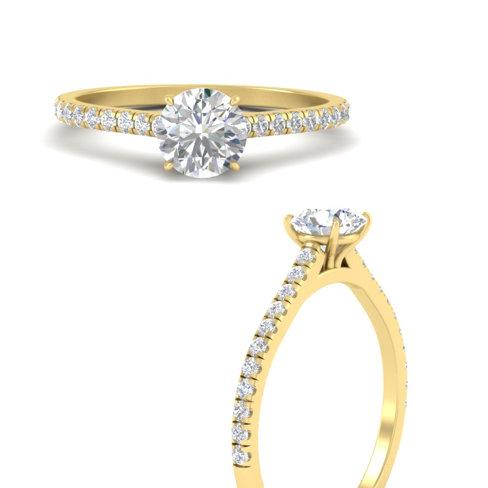 3 Carat Round Cut Delicate Diamond Ring with 14K Yellow Gold White Diamond