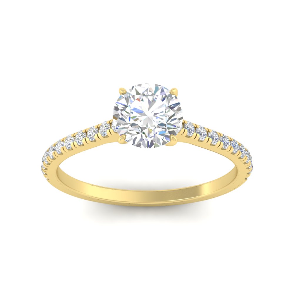 3 Carat Round Cut Delicate Diamond Ring with 14K Yellow Gold White Diamond