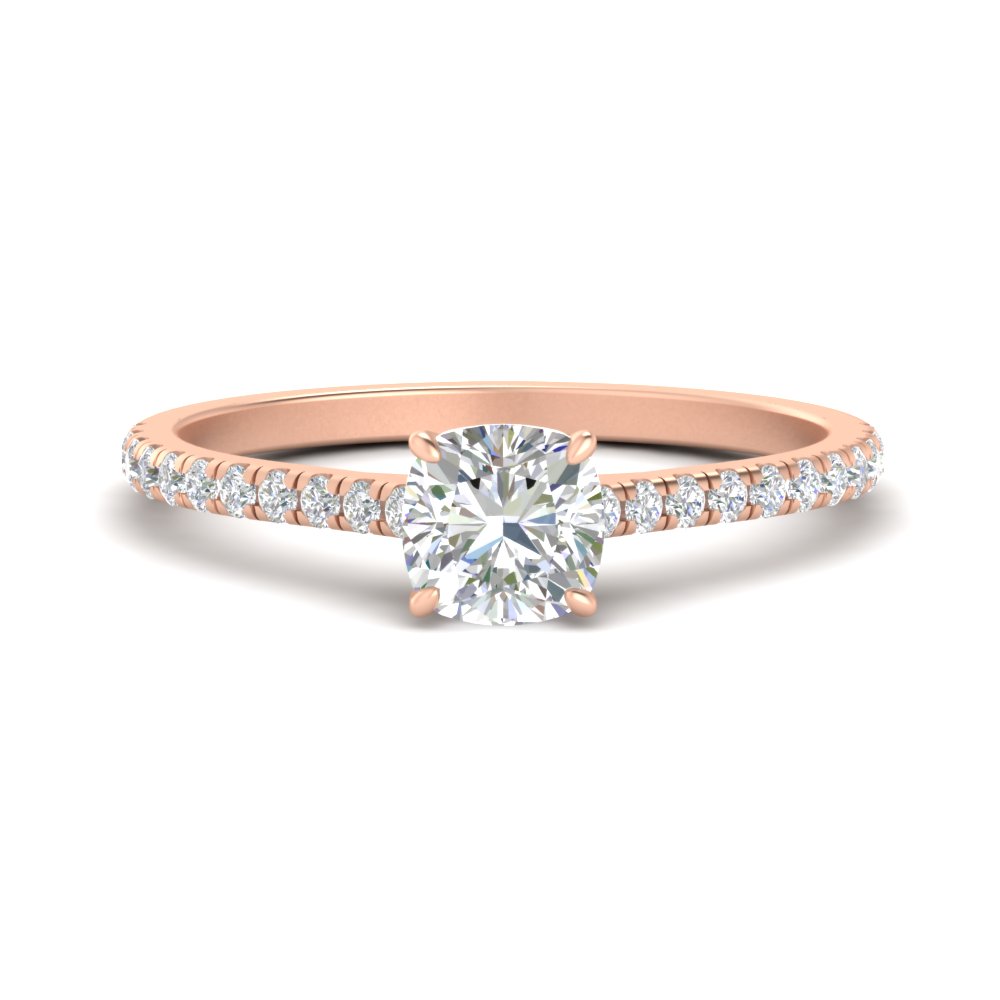 Cushion Cut 1.50 Carat Half Eternity Diamond Ring with 14K Rose Gold White Diamond