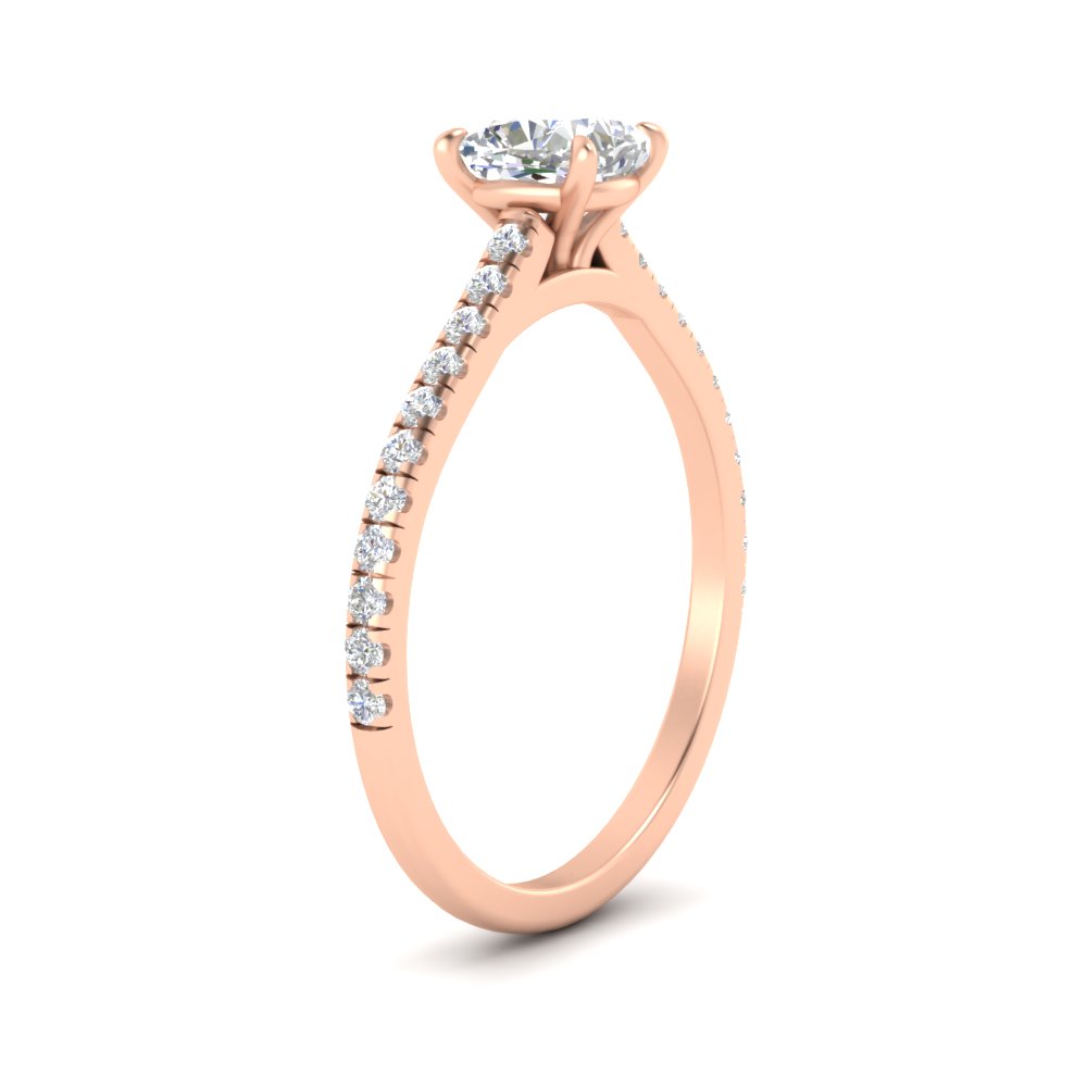 Cushion Cut 1.50 Carat Half Eternity Diamond Ring with 14K Rose Gold White Diamond