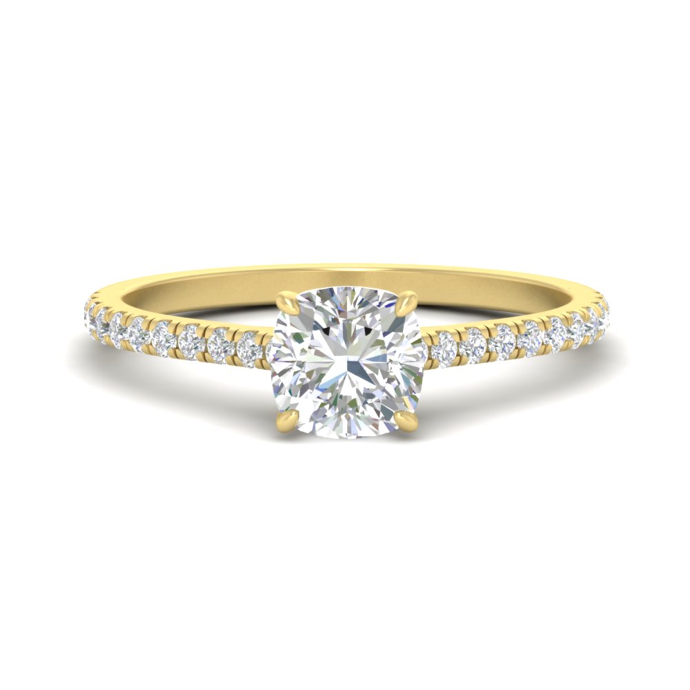 Cushion Cut 3 Carat Stunning Diamond Ring with 14K Yellow Gold White Diamond