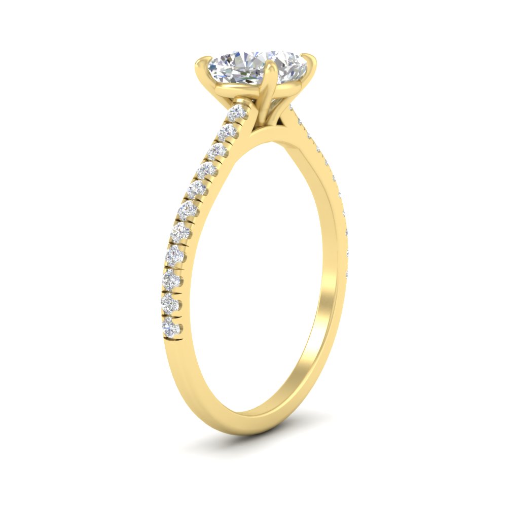 Cushion Cut 3 Carat Stunning Diamond Ring with 14K Yellow Gold White Diamond