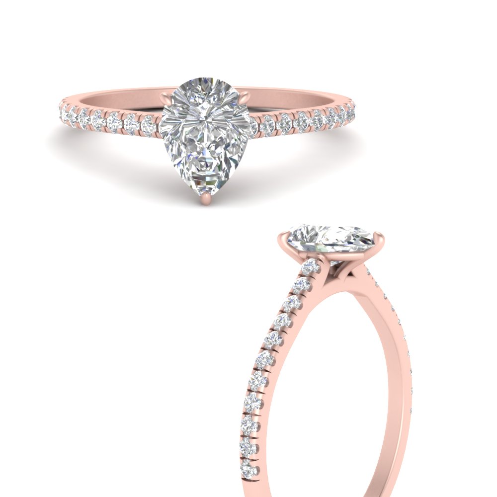 Pear Petite Solitaire Diamond Engagement Ring