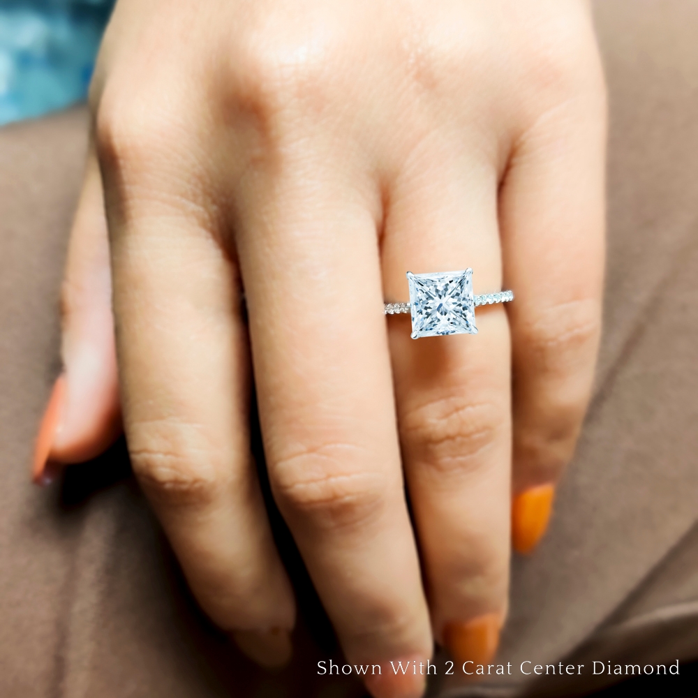 French Set Pave Diamond Engagement Ring