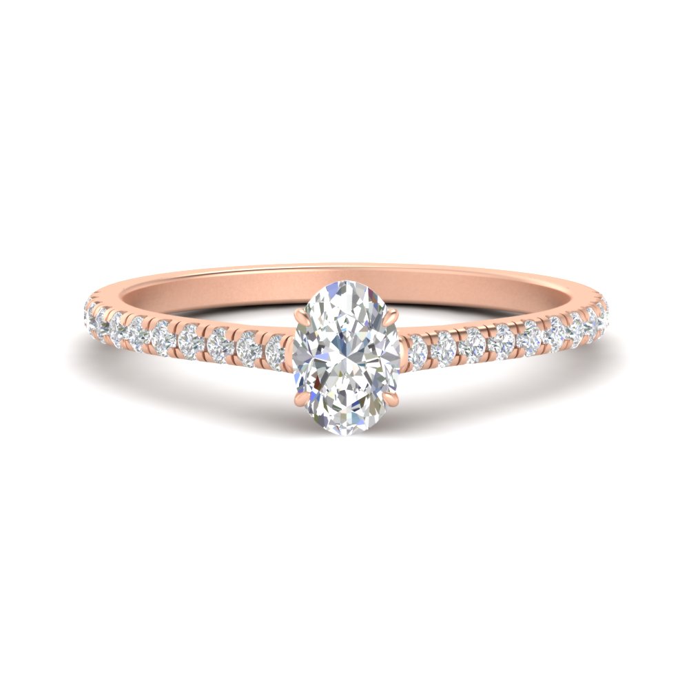 Oval Shaped 1 Carat Beautiful Diamond Ring with 14K Rose Gold White Diamond