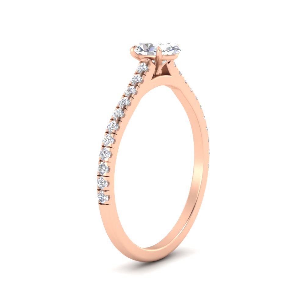 Oval Shaped 1 Carat Beautiful Diamond Ring with 14K Rose Gold White Diamond