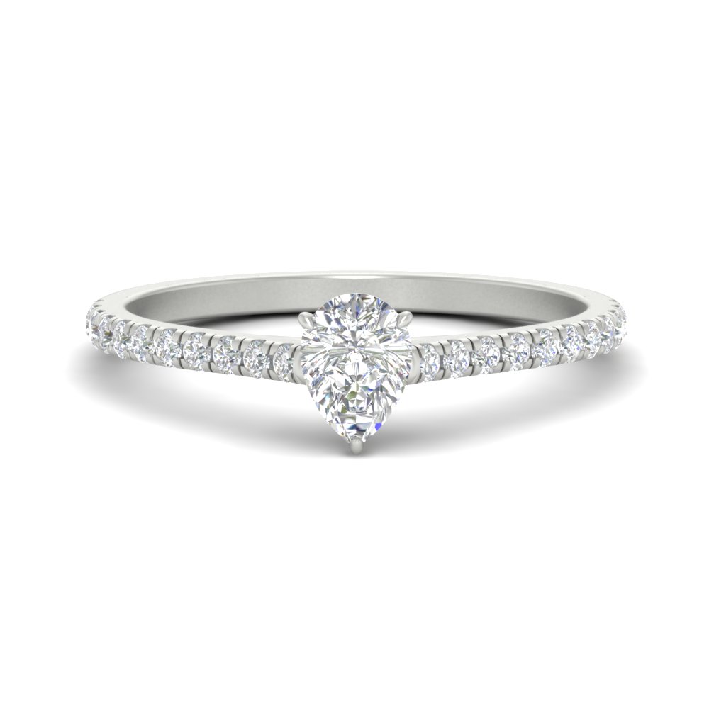 Pear Shaped 0.75 Carat Classic Diamond Ring with 14K White Gold White Diamond