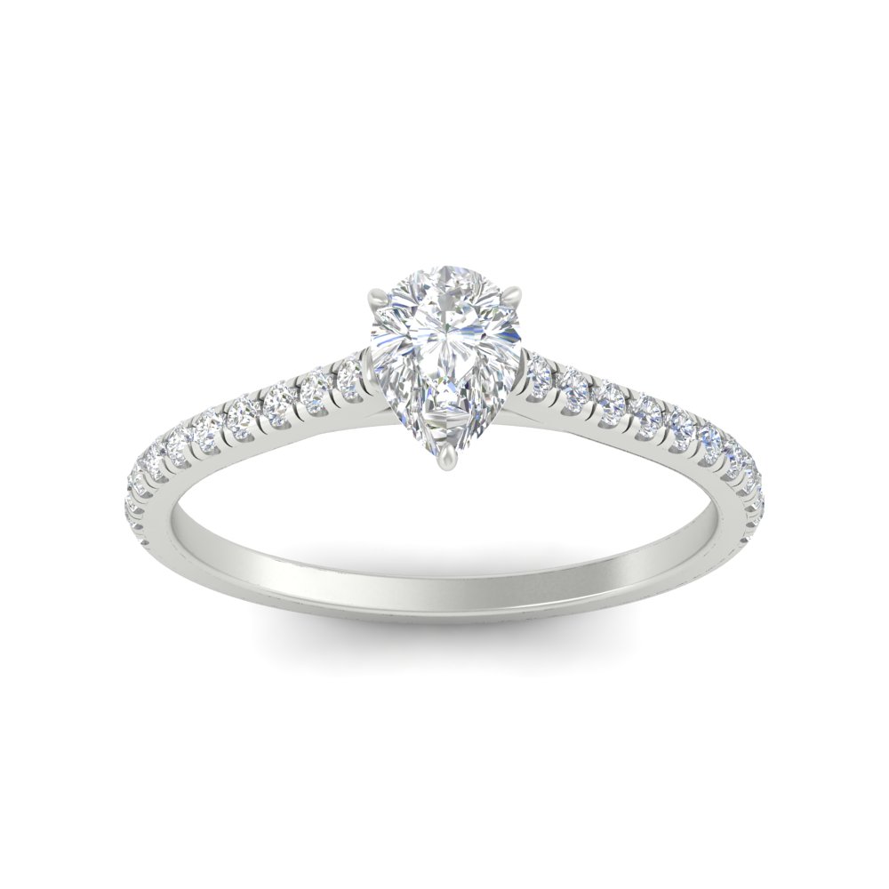 Pear Shaped 0.75 Carat Classic Diamond Ring with 14K White Gold White Diamond