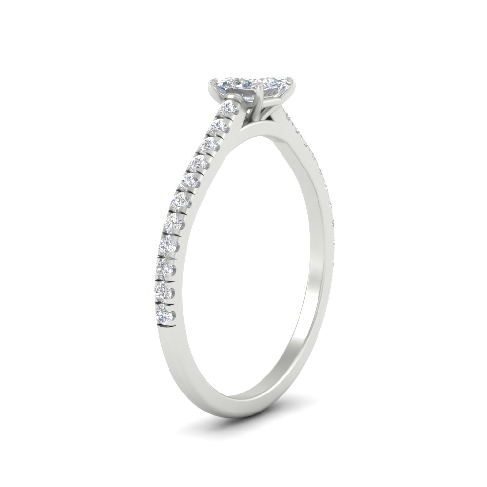 Princess Cut 0.75 Carat Half Eternity Diamond Ring with 14K White Gold White Diamond