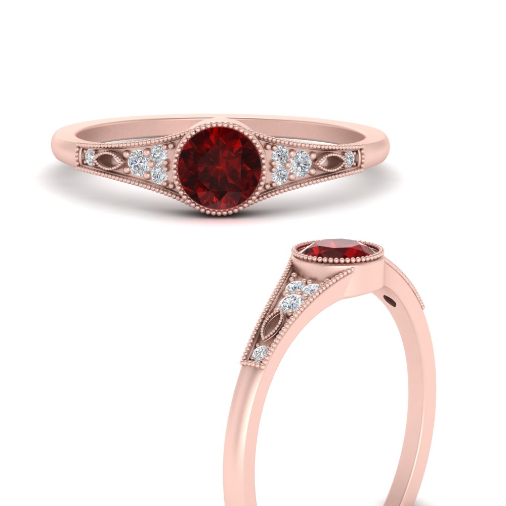 0.70Ct Round Cut Red Garnet Wedding 2024 Engagement Anniversary Ring 18K Rose Gold Plated