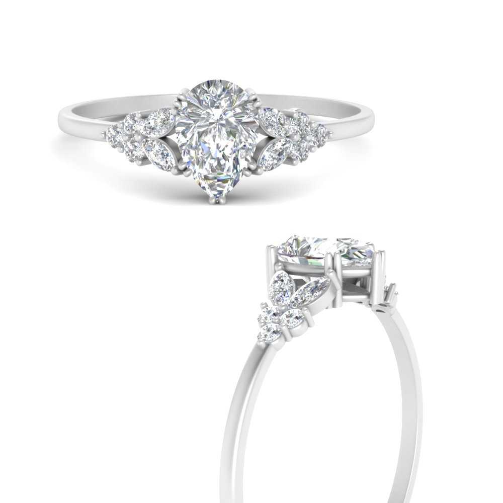 Marquise Accented Diamond Pear Shaped Engagement Ring In 950 Platinum ...