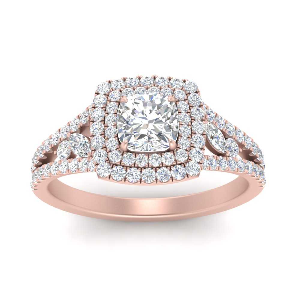 Cushion Cut Antique Split Shank Diamond Engagement Ring In 14K Rose ...