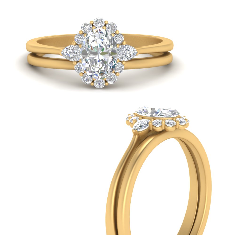 Oval diamond online plain band