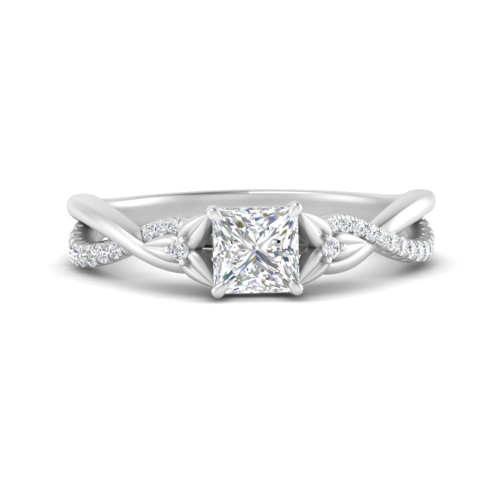 Princess Cut Trinity Knot Engagement Ring In 950 Platinum Fascinating Diamonds