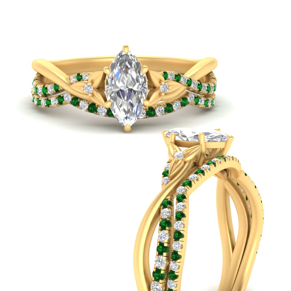 Warren Emerald Ring with Diamonds in 14K Yellow Gold (May), 9 (X-Large)