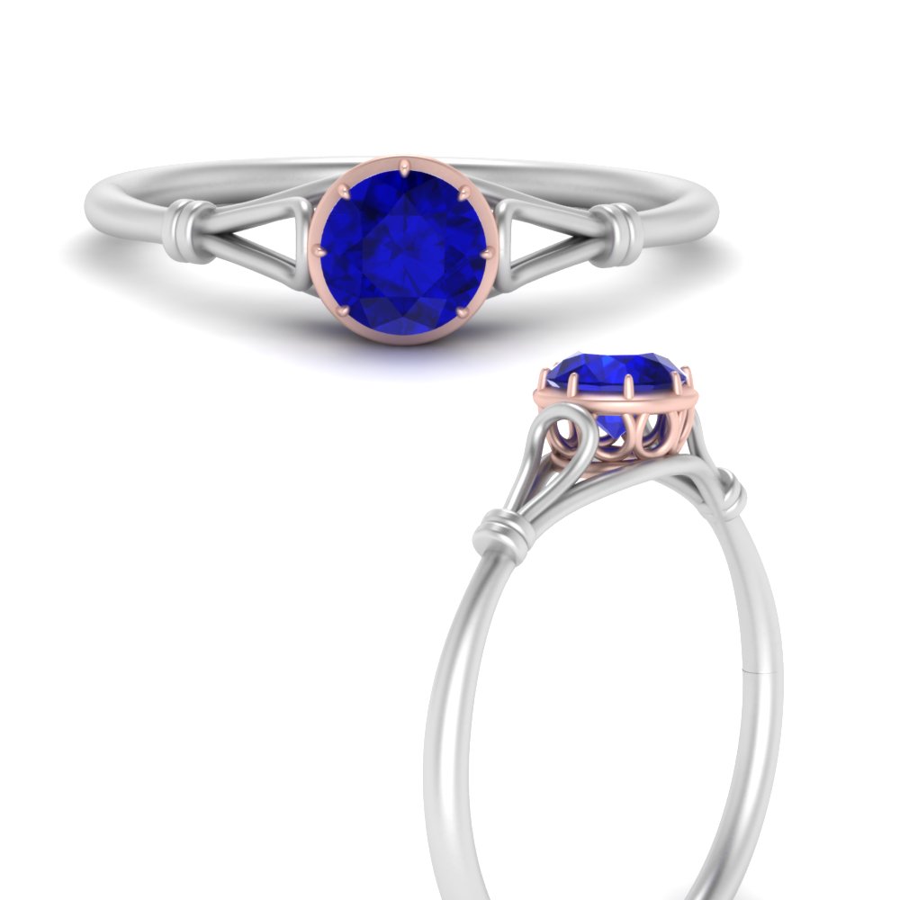 round sapphire solitaire ring in white gold FD9988RORGSABLANGLE3 NL WG